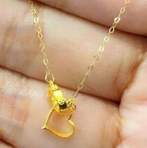 18k Saudi Gold Love Necklace 18inches Real Gold Necklace Pawnable